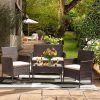4 Piece Outdoor Wicker Seating Set In Brown (Photo 7 of 15)