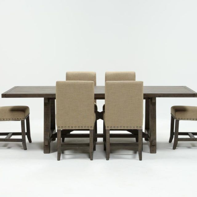 25 The Best Jaxon Grey 7 Piece Rectangle Extension Dining Sets with Uph Chairs