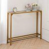Walnut Wood And Gold Metal Console Tables (Photo 8 of 15)