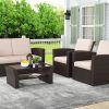 4 Piece Outdoor Wicker Seating Set In Brown (Photo 1 of 15)