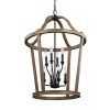 French Washed Oak And Distressed White Wood Six-Light Chandeliers (Photo 13 of 15)