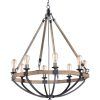 Weathered Oak And Bronze 38-Inch Eight-Light Adjustable Chandeliers (Photo 1 of 15)