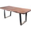 Acacia Wood Top Dining Tables With Iron Legs On Raw Metal (Photo 19 of 25)