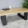 Acacia Wood Top Dining Tables With Iron Legs On Raw Metal (Photo 12 of 25)