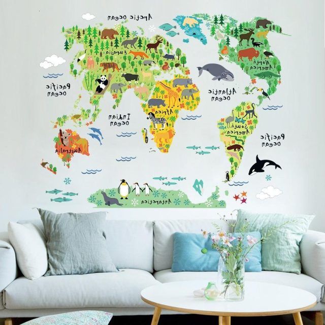 2024 Popular Wall Art Stickers World Map