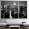 New York Skyline Canvas Black And White Wall Art (Photo 7 of 15)