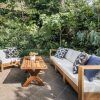 Outdoor Couch Cushions, Throw Pillows And Slat Coffee Table (Photo 8 of 15)