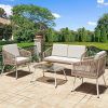 4 Piece Outdoor Wicker Seating Set In Brown (Photo 12 of 15)