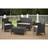 Wicker 4Pc Patio Conversation Sets With Navy Cushions (Photo 10 of 15)
