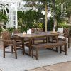 Outdoor Terrace Bench Wood Furniture Set (Photo 7 of 15)