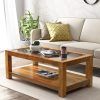 Wood Tempered Glass Top Coffee Tables (Photo 11 of 15)