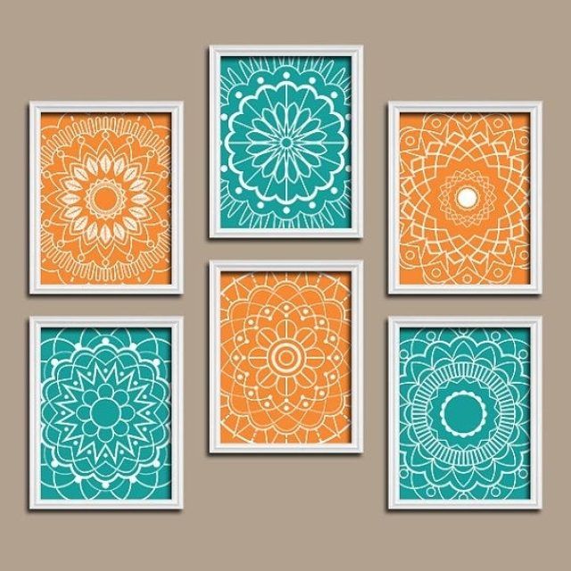Top 15 of Orange and Turquoise Wall Art