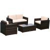 4 Piece Outdoor Wicker Seating Set In Brown (Photo 15 of 15)