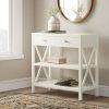 Geometric White Console Tables (Photo 5 of 15)