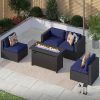 Fire Pit Table Wicker Sectional Sofa Conversation Set (Photo 8 of 15)