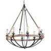 Weathered Oak And Bronze 38-Inch Eight-Light Adjustable Chandeliers (Photo 5 of 15)