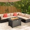 Fire Pit Table Wicker Sectional Sofa Conversation Set (Photo 6 of 15)