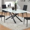 Frosted Glass Modern Dining Tables With Grey Finish Metal Tapered Legs (Photo 23 of 25)
