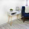 Geometric White Console Tables (Photo 9 of 15)