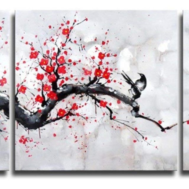 15 Photos Red Cherry Blossom Wall Art