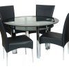 Round Black Glass Dining Tables And 4 Chairs (Photo 3 of 25)