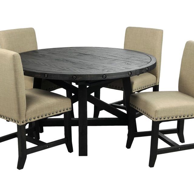 25 Collection of Jaxon Grey 5 Piece Round Extension Dining Sets with Upholstered Chairs