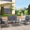 Side Table Iron Frame Patio Furniture Set (Photo 3 of 15)