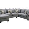 2Pc Polyfiber Sectional Sofas With Nailhead Trims Gray (Photo 10 of 25)