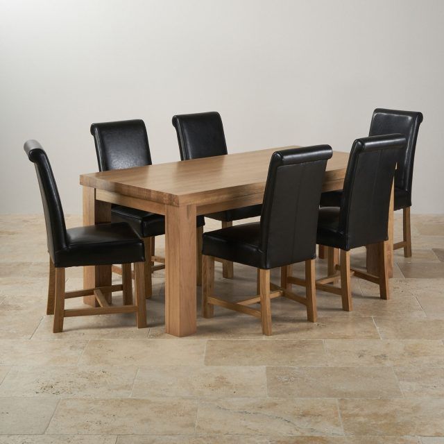 25 Ideas of Oak Dining Tables and Leather Chairs