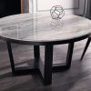 Thick White Marble Slab Dining Tables With Weathered Grey Finish (Photo 22 of 25)