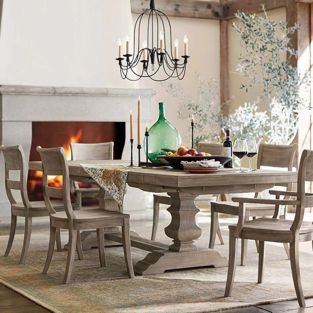 25 Inspirations Gray Wash Banks Pedestal Extending Dining Tables