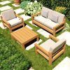 Outdoor Terrace Bench Wood Furniture Set (Photo 9 of 15)