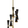 Black And Brass 10-Light Chandeliers (Photo 5 of 15)