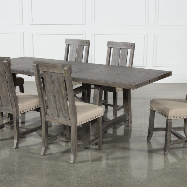 25 Ideas of Jaxon Grey 7 Piece Rectangle Extension Dining Sets with Wood Chairs