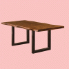 Acacia Wood Top Dining Tables With Iron Legs On Raw Metal (Photo 13 of 25)