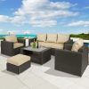 Wicker 4Pc Patio Conversation Sets With Navy Cushions (Photo 12 of 15)