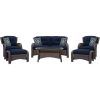 Wicker 4Pc Patio Conversation Sets With Navy Cushions (Photo 15 of 15)