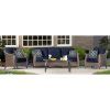 Wicker 4Pc Patio Conversation Sets With Navy Cushions (Photo 4 of 15)