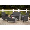 Wicker 4Pc Patio Conversation Sets With Navy Cushions (Photo 7 of 15)