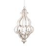French Washed Oak And Distressed White Wood Six-Light Chandeliers (Photo 3 of 15)