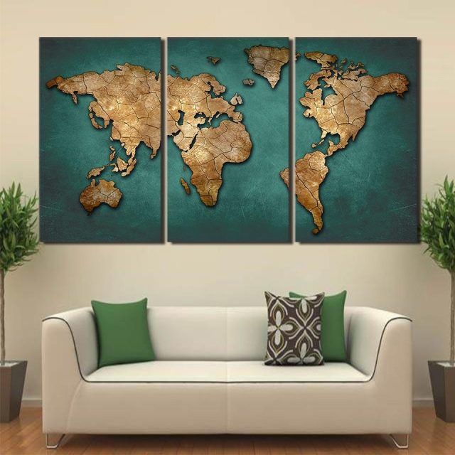 15 Collection of World Map Wall Art